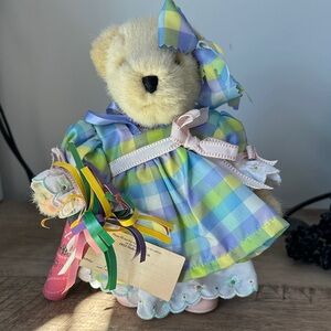 1990s Muffy VanderBear Plaid Dress Teddy Bear with Ribbons